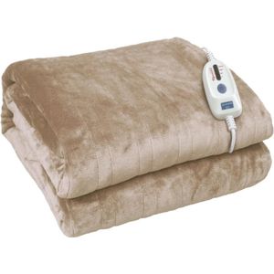 Verwarmingsdeken - Afmeting 170 x 130 cm - 100 Watt Vermogen - 4 Temperatuurniveaus - Polyester Elektrische Deken - Hand- En Machinewasbaar - Bruin