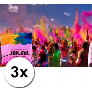 3 zakjes Holi festival kleurpoeder roze