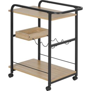 Keukentrolley met Wieltjes - Serveerwagen - Hout en Staal - 75.5x40x80 cm