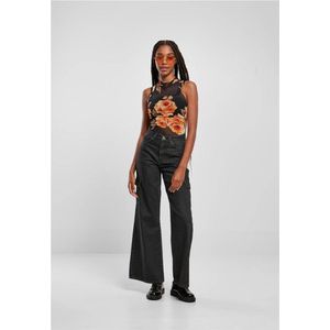 Urban Classics - Sleeveless Mesh mangorose Bodysuit - XS - Zwart/Multicolours