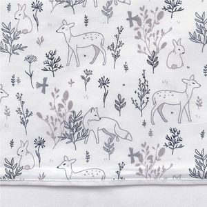 BINK Bedding Wieglaken Bas 75 x 100 cm - bosdieren - konijn - vos - hert - grijs - beige - naturel