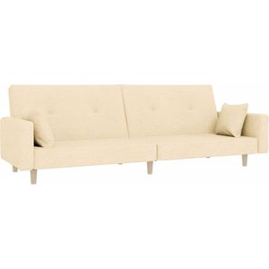 vidaXL Slaapbank 2-zits - Inclusief kussens - Crème Slaapbank - Sofa Bed - Tweepersoonsbank - Logeerbed - Multifunctionele Bank