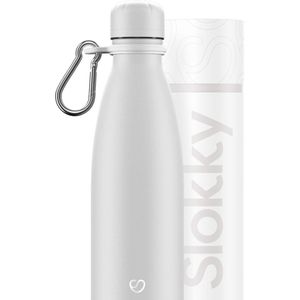 Slokky - Mono White Thermosfles, Dop & Karabijnhaak - 500ml