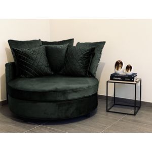 Luxe Lucy's Living XXL Fauteuil SOFIA Groen - ø115 x H58 cm - wonen - bank - sofa - meubilair - meubels