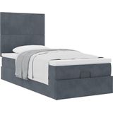 vidaXL - Bedframe - met - matrassen - 80x200cm - fluweel - donkergrijs