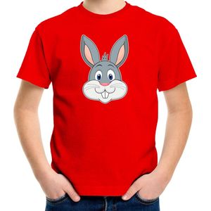 Cartoon konijn t-shirt rood voor jongens en meisjes - Kinderkleding / dieren t-shirts kinderen 158/164