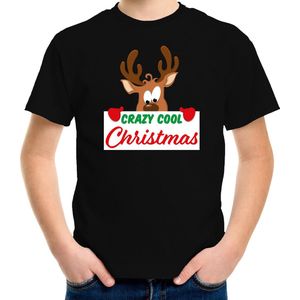Crazy cool Christmas Kerst t-shirt - zwart - kinderen - Kerstkleding / Kerst outfit 164/176