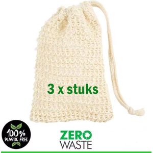 3 x sisal zeep zakjes - ecologisch - natuur product - 10x14cm - zero waste - 3stuks