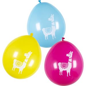 Boland - 6 Latex ballonnen Lama - Multi - Knoopballon