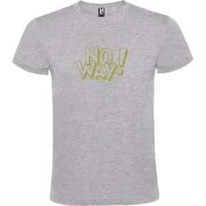 Grijs t-shirt met tekst ''NO WAY'' print Goud  size 4XL