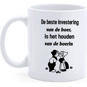 Bedrukte beker  - Spreuk beste investering van een boer- Koffie mok - Boerderij - Geschenk - gepersonaliseerd cadeau