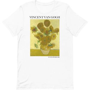 Vincent van Gogh 'Zonnebloemen' (""Sunflowers"") Beroemd Schilderij T-Shirt | Unisex Klassiek Kunst T-shirt | Wit | L