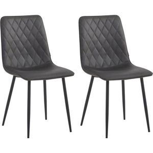 Colenis® - Elise Eetkamerstoel - Set Van 2 - Antraciet - Microfiber - Microvezel - Industrieel
