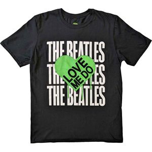 The Beatles - Love Me Do Graffiti Heart Heren T-shirt - L - Zwart