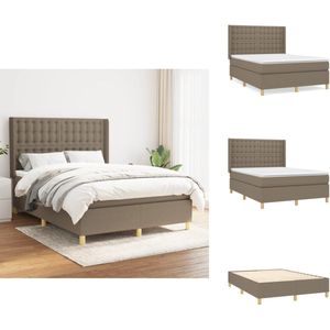 vidaXL Boxspring - Boxsprings - Bed - Slaapmeubel - Boxspring met matras stof taupe 140x200 cm