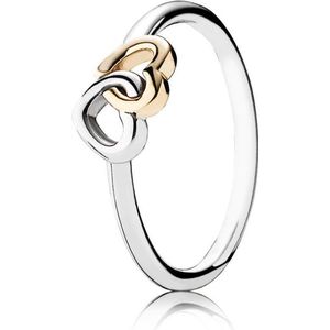 Fate Jewellery Ring FJ174 - Double heart - 925 Zilver - Goudkleurig verguld - Maat 18,1mm