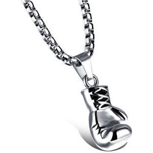 Mannen ketting boks handschoen zilver ketting - boksen - bokshandschoen - sieraden - herenketting