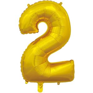 Folieballon 26"" Cijfer Goud 2 - Leeftijd Folie Ballon Verjaardag Feestje