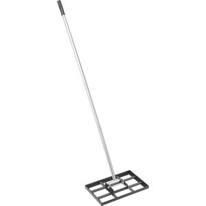 Gazonhark met 198 cm Steel, 431x254 mm Bodemplaat, Robuuste Nivelleerhark van Koolstofstaal, Hoogte-Instelling in 5 Standen, Egaliseergereedschap voor Gazons en Golfbanen