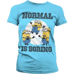 Minions Dames Tshirt -S- Normal Life Is Boring Blauw