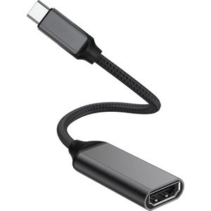 JUALL USB C naar HDMI Adapter - HDMI 2.1 4K 60Hz- Converter/Switch - Thunderbolt 3 - Zwart gevlochten