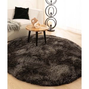 Rond shaggy vloerkleed - Meadow antraciet 100 cm rond