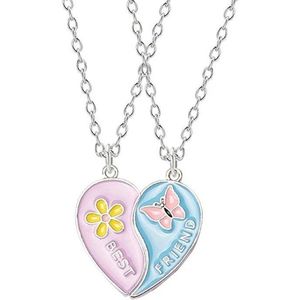 Kasey Vriendschapsketting - BFF ketting voor 2 - Best friend - Vlinder & Bloem - Blauw/Paars