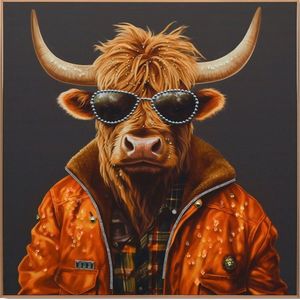 Canvas incl. lijst 63x63cm. Glitter & glans finish Hooglander