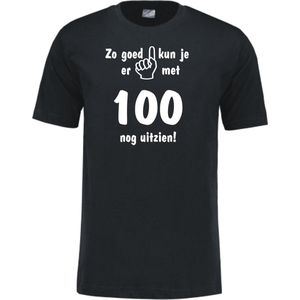 Mijncadeautje - Leeftijd T-shirt - Zo goed kun je er uitzien 100 jaar - Unisex - Zwart (maat L)