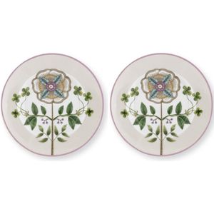 Pip Studio Petit Four Lily&Lotus Off White 12cm - petit four bordjes 12 cm set van 2 Lily & Lotus Off white