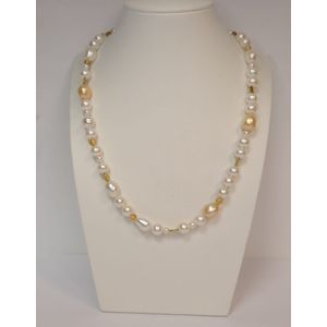 Parel ketting – zoetwater - collier – 18 karaat – citrien - ketting – sale juwelier Verlinden St. Hubert van €495,= voor €409,=