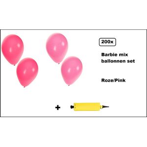 200x Barbie ballonnen mix roze/pink + ballonpomp - Verjaardag feest festival Barbieparty fun ballon
