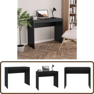 vidaXL Bureau - 90x40x72 cm - Bewerkt Hout - Zwart Modern Bureau - Houten Bureau - Zwart Bureau - Compact Bureau - Werkblad
