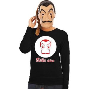 Zwart Salvador Dali sweatshirt maat M - met La Casa de Papel masker voor dames - kostuum