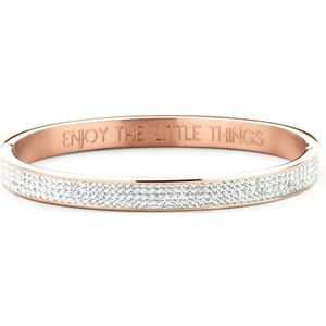 CO88 Collection Sparkle 8CB 90311 Stalen Bangle met Kristallen - One-size (58x49x8 mm) - Rosékleurig / Wit