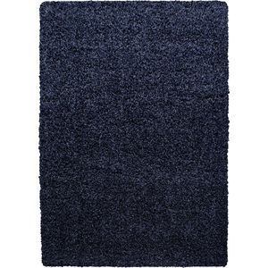 Pochon - Tapijt Life - Donkerblauw - 150x80x3 - Vloerkleed - Effen - Hoogpolige Vloerkleed - Rechthoekige Tapijt - Rechthoekige Vloerkleed