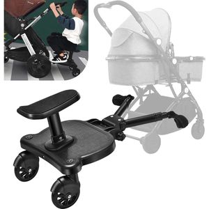 Mercadome® Meerijdplankje - Meerijdplankje Universeel - Kinderwagen - Buggy - Incl. zitje - Eenvoudige bevestiging - 54x33x34cm