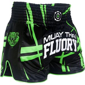 Fluory Kickboks Broekje Stripes Zwart Groen maat XS