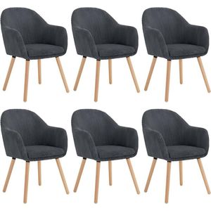 Rootz Eetkamerstoelen Set van 6 - Gestoffeerde stoelen - Comfortabele zitplaatsen - Stijlvol ontwerp - Hoge duurzaamheid - Massief houten en metalen frame - 55,5 cm x 83,5 cm x 56,5 cm