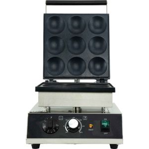 HCB® - Professionele Horeca poffertjes Wafel ijzer - 9st - 230V - RVS poffertjespan electrisch - Poffertjesmaker - 30x37x24.5 cm (BxDxH)