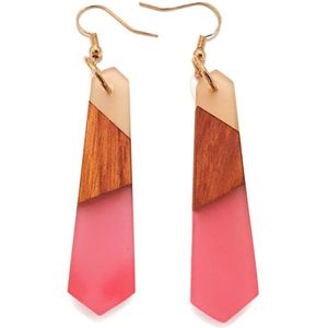 Oorbellen Hout Met Epoxy Roze