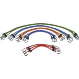 CarComfort Spangordelset, elastische bagagespanners 15 stuks, spanrubber voor transport, spanbanden met stalen haken, duurzame spangordelset