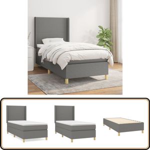 vidaXL Boxspring - Donkergrijs - Inclusief Matras - 90x200 cm Boxspringbed - Boxsprings - Slaapkamerinrichting - Tweepersoonsbed - Donkere Kleuren