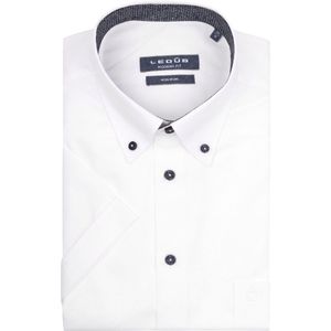 Ledub modern fit overhemd - korte mouw - wit - Strijkvriendelijk - Boordmaat: 44