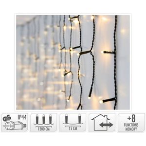 Oneiro’s luxe IJspegel verlichting - 360 LED - 12 meter - warm wit - 8 lichtfuncties + geheugen - kerst - lichtgordijn - feestdagen - winter - verlichting - binnen - buiten – sfeer