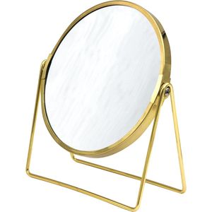 Make-upspiegel, cosmeticaspiegel, staande spiegel zoemer, goud, met 5x vergroting, handig | modern