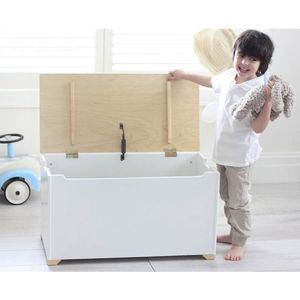 Beboonz speelgoedkist Kinderen - naturel/wit- Opbergruimte voor speelgoed, boeken en en knuffels - langzaam sluitend veiligheidsscharnier