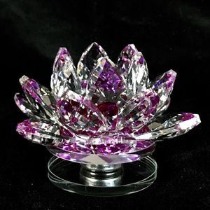 Kristal lotus bloem op draaischijf luxe top kwaliteit paars kleuren 11.5x6.5x11.5cm handgemaakt Echt ambacht.