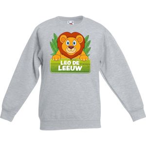 Leo de leeuw sweater grijs voor kinderen - unisex - leeuwen trui - kinderkleding / kleding 152/164
