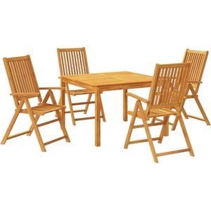 vidaXL Tuinset - Tuinsets - Loungeset - Tuintafel - 5-delige Eethoek massief acaciahout